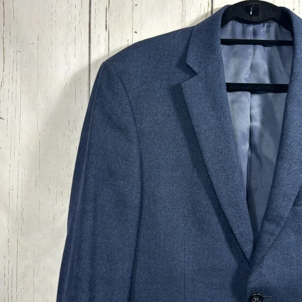 Jos A Bank Mens Linen Wool Blend Tailored Fit Navy Blue Casual Blazer Jacket